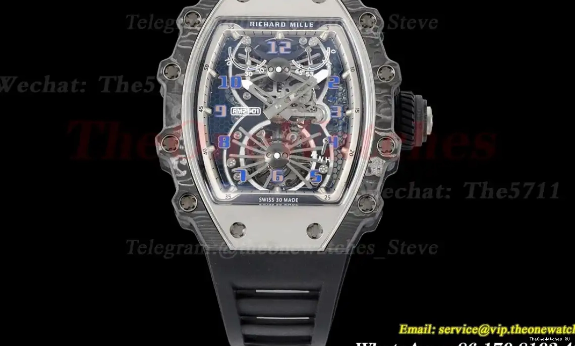 Rubber Skeleton strap Tourbillon With RM21-01 Black RMF Dial Transparent 0430